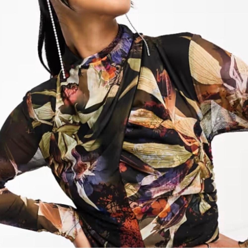 ALL SAINTS NWT Tia Tippi Floral Print Mesh Midi Dress new w tags  Allsaints - Picture 3 of 8